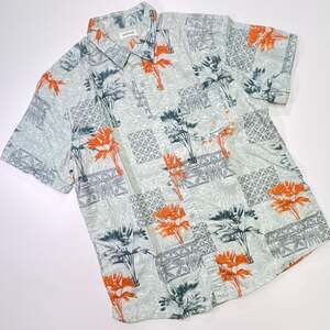 Haggar Hawaiian Tropical Theme Short Sleeve Button Front Shirt Size L
